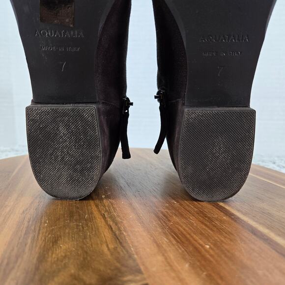Aquatalia Ulyssaa Espresso Brown Suede Casual Ankle Bootie Boots Womens 7 M - Picture 12 of 16